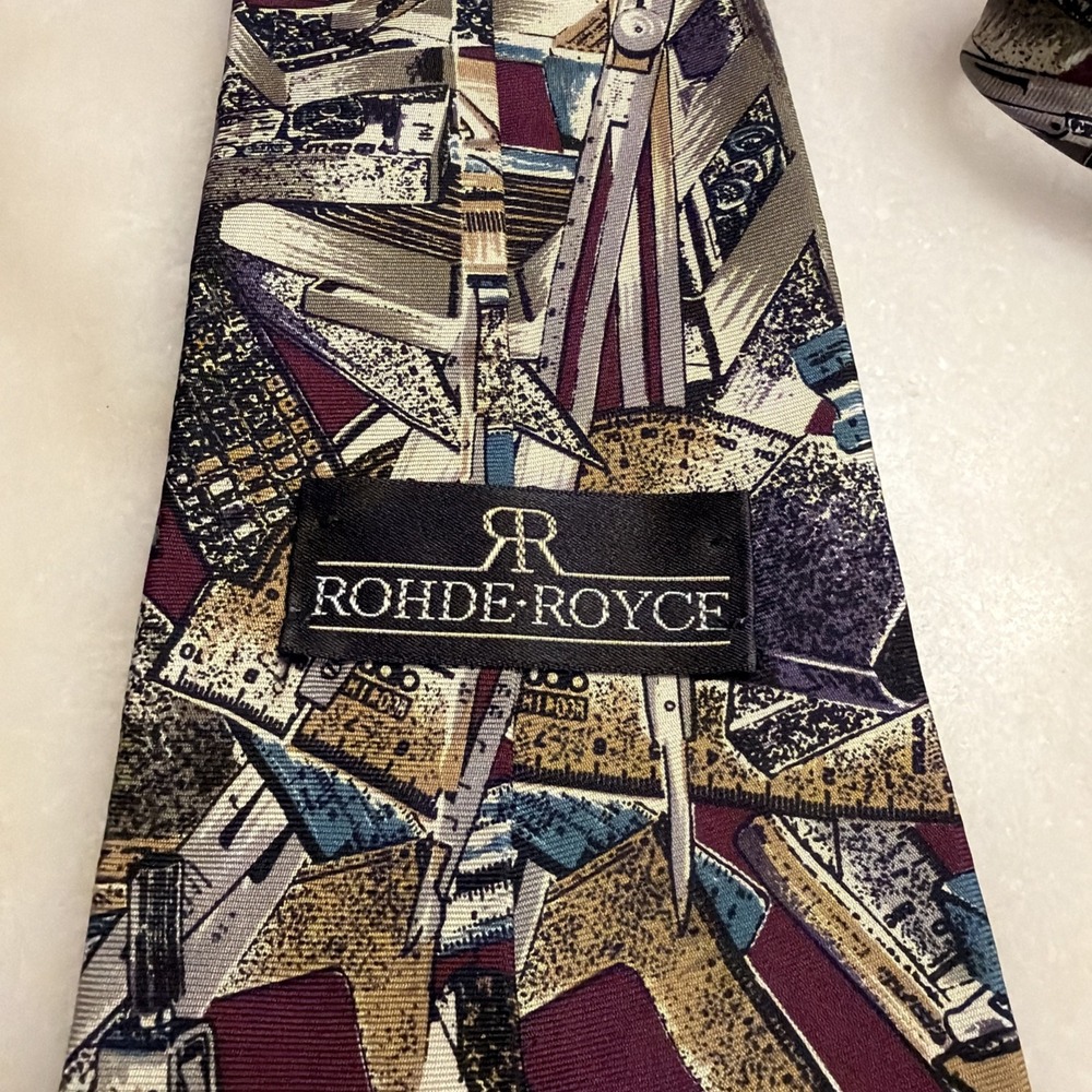 Vintage Rohde Royce Men's Novelty Necktie Computer Science Engineer Architect - Picture 5 of 6